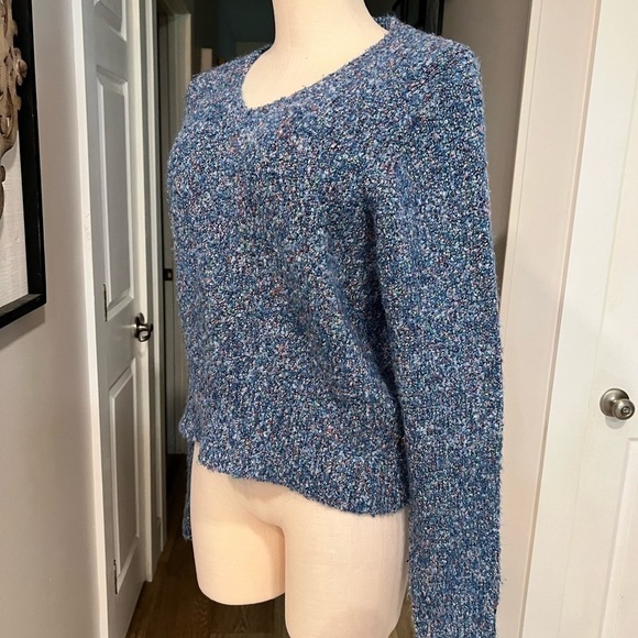 ROYAL ROBBINS v neck blue melange sweater - Picture 3 of 11